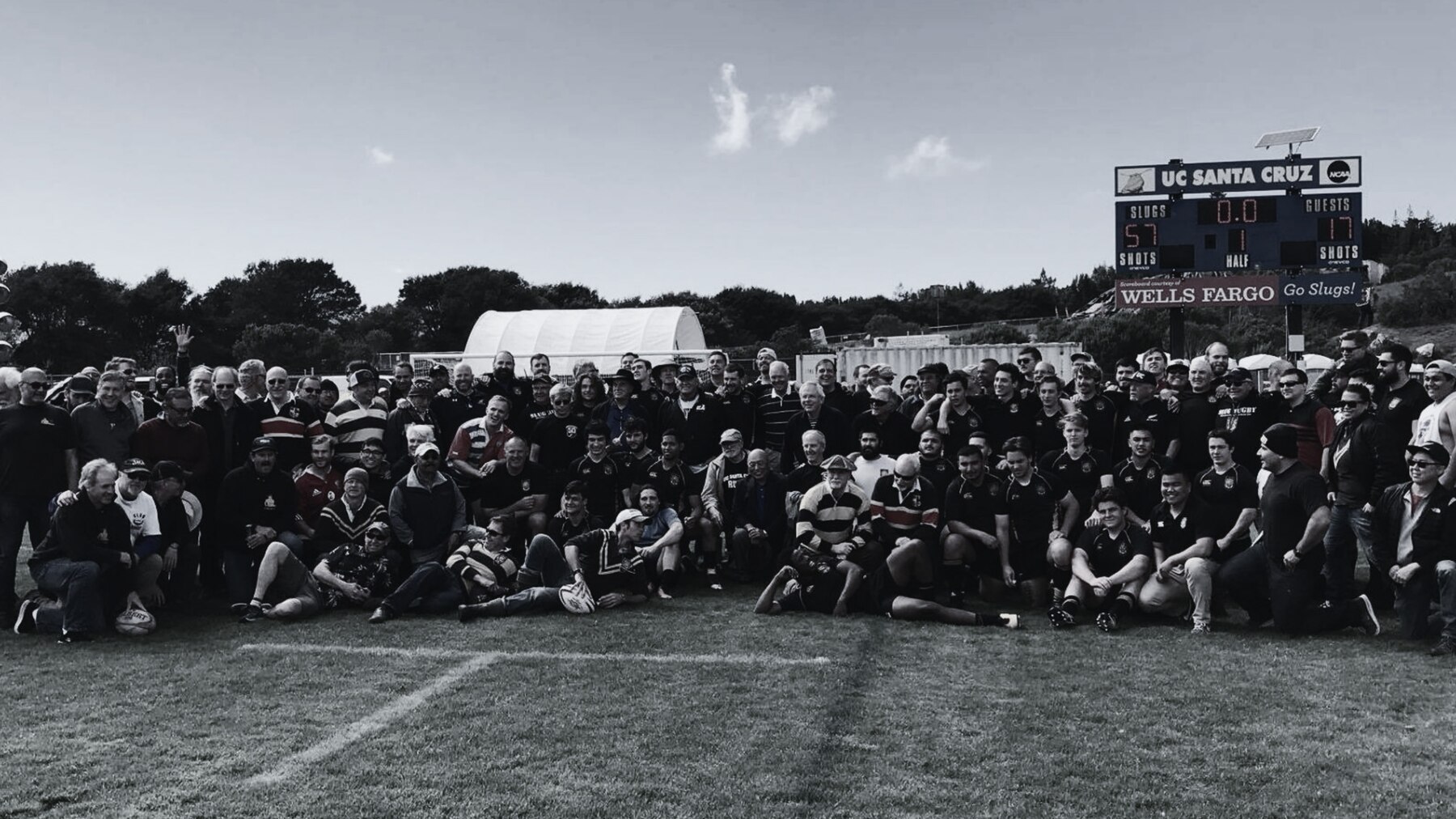 Slug Rugby alumni at a reunion on the pitch